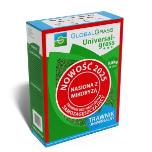 Opakowanie nasion trawy uniwersalnej z mikoryzą dla gęstego trawnika. Idealne dla klientów OBI.