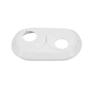 Biała podwójna rozeta t.b.t. do maskowania przejść rur.