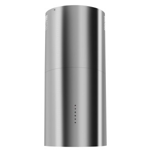 Okap wyspowy t.b.t. ze stali nierdzewnej, cylindryczny kształt. Okap kuchenny.