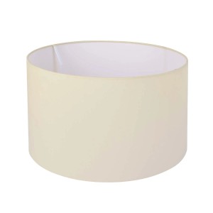 Beżowy abażur do lamp, cylindryczny kształt.