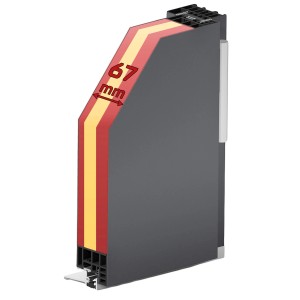 Przekrój drzwi zewnętrznych (t.b.t.) z detalem głębokości konstrukcyjnej 67 mm.