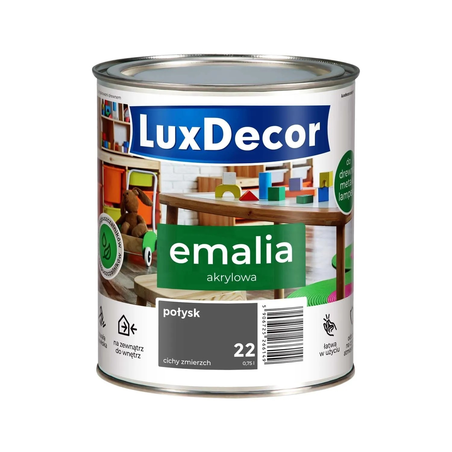 LuxDecor Emalia akrylowa do drewna i metalu połysk cichy zmierzch 750 ml