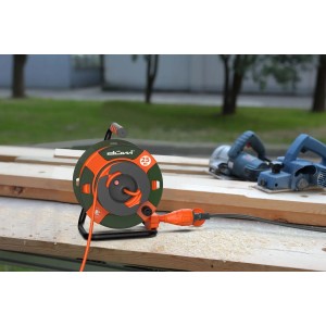 Düwi Przedłużacz bębnowy 1-gniazdowy 2P+Z 2x1,0 mm2 zielono-pomarańczowy 22+3 m