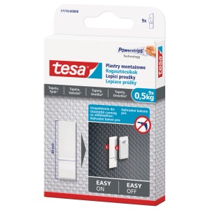 Tesa Powerstrips plastry montażowe, 9 sztuk, do ścian i tapet
