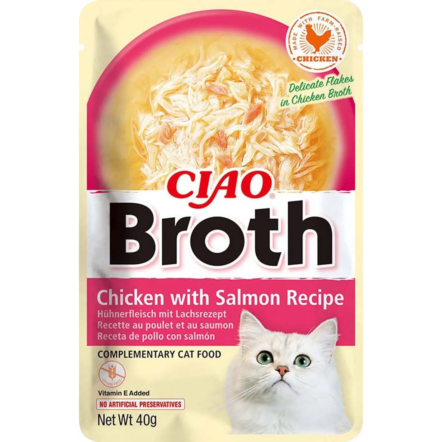 Inaba Ciao Broth Mokra karma dla dorosłych kotów, z kurczakiem i łososiem 40 g