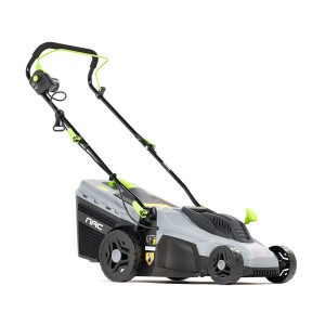 Szaro-zielona kosiarka elektryczna