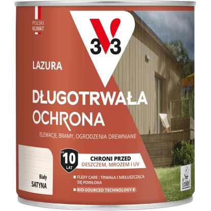 V33 Lazura długotrwała ochrona biała 0,75L