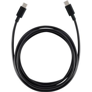 Solidny, czarny kabel USB-C na USB-C do ładowania, 1,5 m, do komputerów i urządzeń multimedialnych.