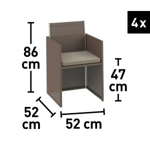 Zestaw mebli ogrodowych Palomas: Krzesło (4x) ze stali/tekstylu w kolorze taupe z wymiarami.