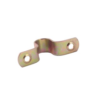 Żółty ocynkowany zaczep rygla, 15x13 mm, do mocowania rygla i montażu za pomocą śrub.