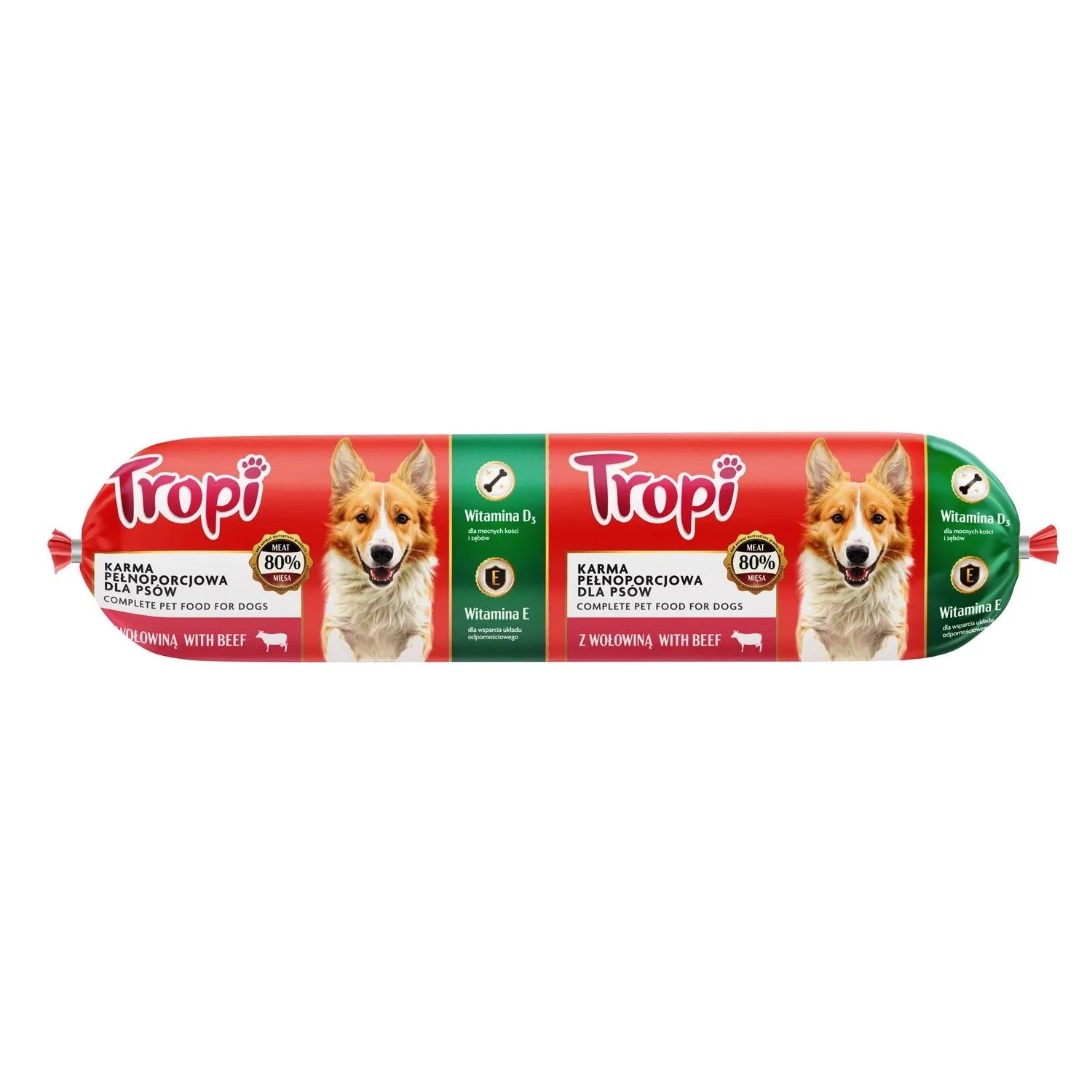 Tropi Karma dla psów, kiełbasa wołowina 900 g
