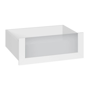 Biały wkład do szuflady do szafy lub garderoby kompaktowej.