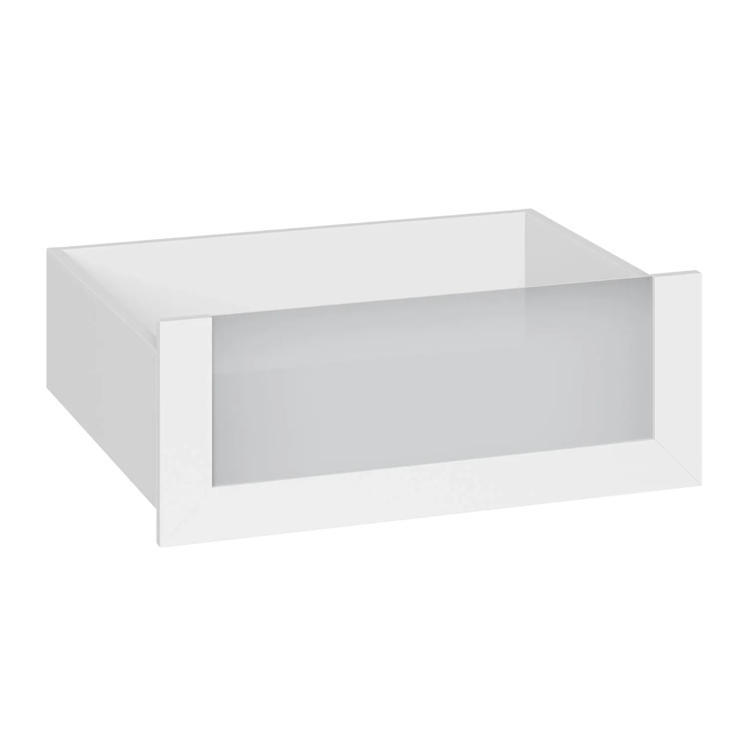 Szuflada biała ze szklanym frontem 75,2 x 25 cm Garderoby/Szafy Modułowe