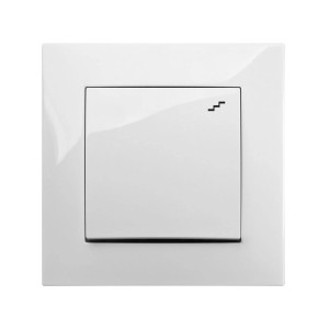 Biały włącznik t.b.t. z symbolem schodów do sterowania oświetleniem.