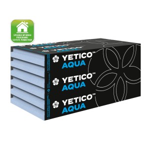 Płyty styropianowe t.b.t., niebieskie, zapakowane w czarny karton z nadrukiem.