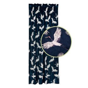 Granatowa zasłona we wzór żurawi, kategoria Zasłony i firany.