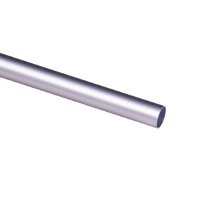 Srebrna, anodowana rura okrągła, 20x20x1000 mm, wykonana z aluminium.