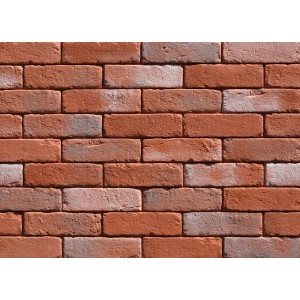 Ściana z czerwonej cegły licowej / klinkieru t.b.t do użytku wewnętrznego i zewnętrznego.