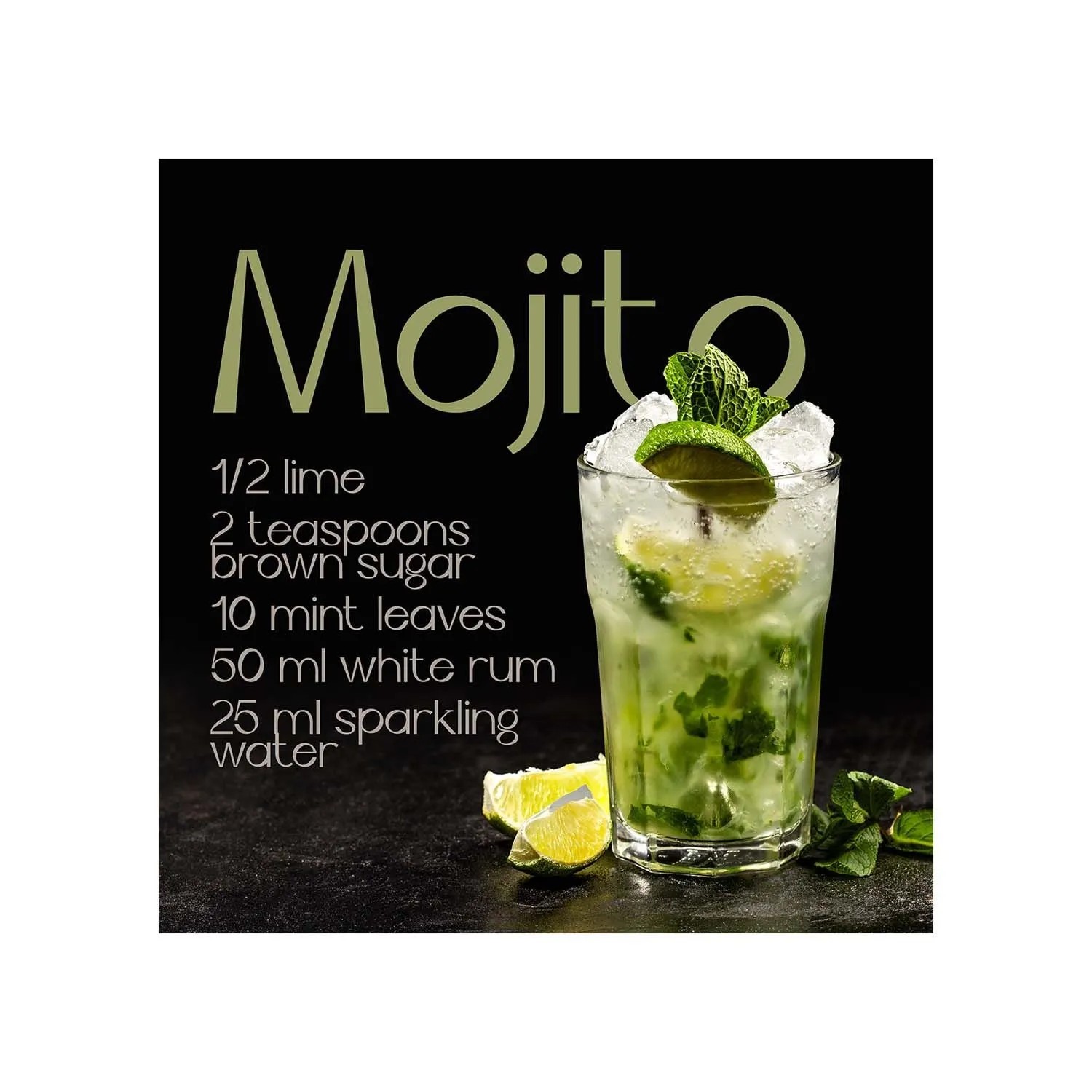 STYLER Obraz Glasspic MOJITO RECIPE GL521 30 x 30 cm