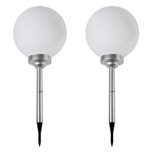 4iQ Zestaw 2 lamp solarnych LED ZENIT srebrnych śr. 30 cm
