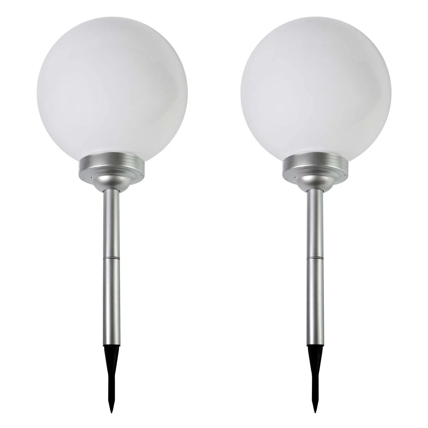 4iQ Zestaw 2 lamp solarnych LED ZENIT srebrnych śr. 30 cm