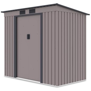 Domek ogrodowy metalowy Oregon Warm Grey - 201x121 cm, wys. 176 cm