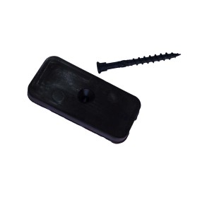 Czarna podkonstrukcja t.b.t. do desek tarasowych ze śrubą.