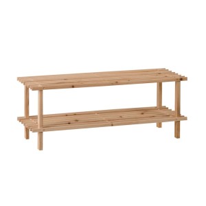 Drewniany regał na buty OBI HSR-6 z 2 półkami z drewna sosnowego na ok. 6 par butów.