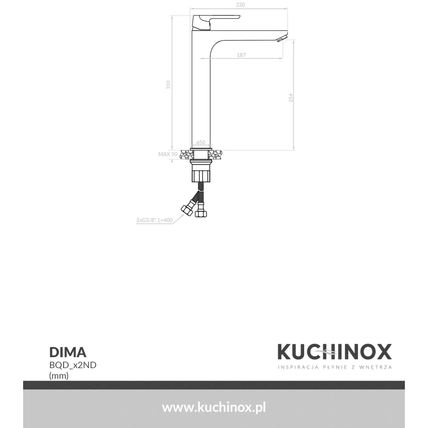 Kuchinox Bateria umywalkowa stojąca nablatowa Dima chrom_2