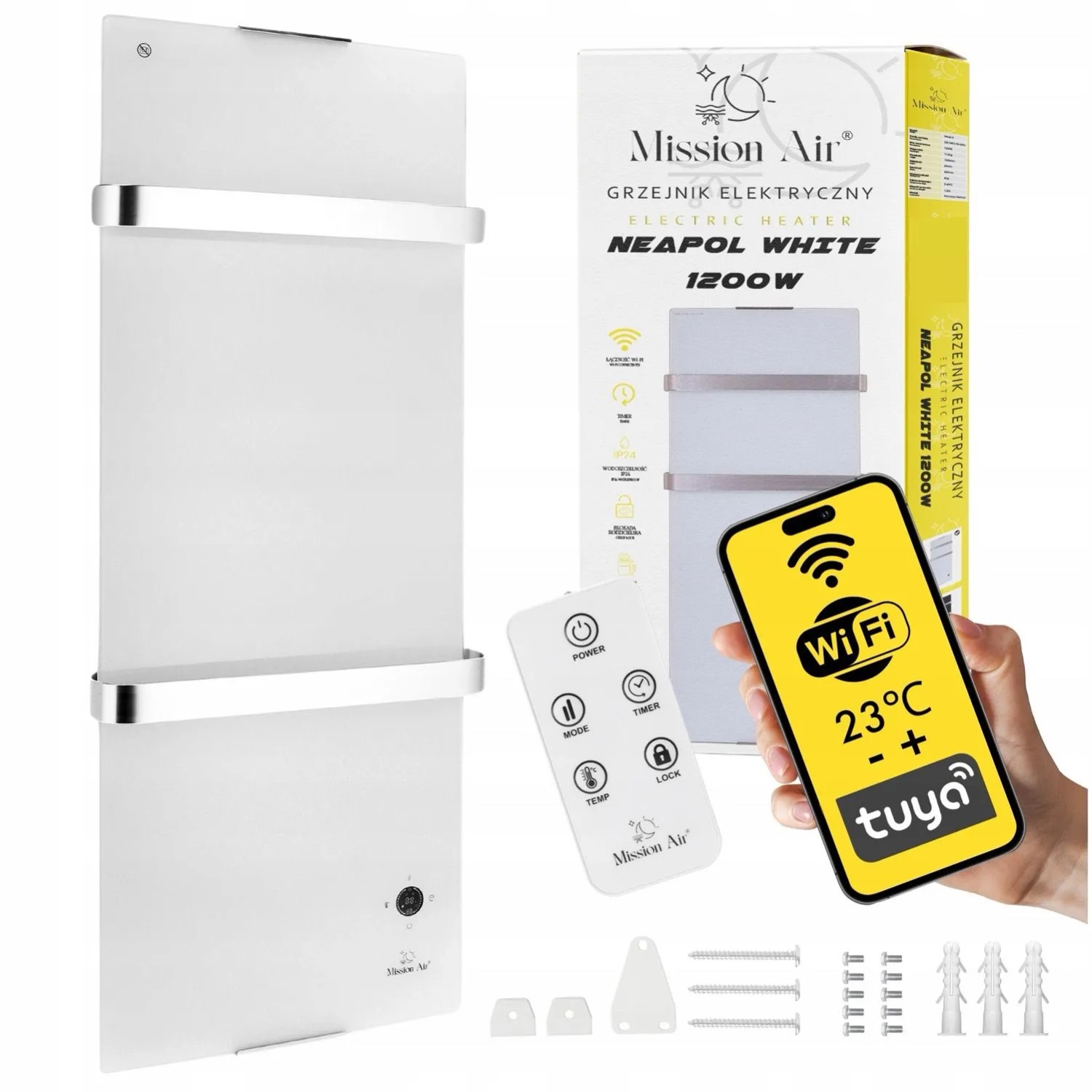Mission Air Konwektor elektryczny Neapol biały Wifi 1200W