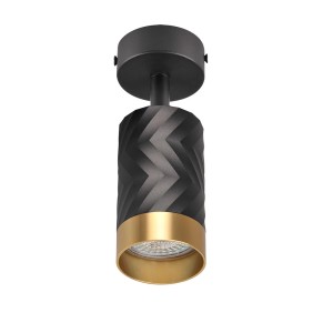 Czarny kinkiet/plafon t.b.t. ze złotym akcentem dla stylowego oświetlenia.