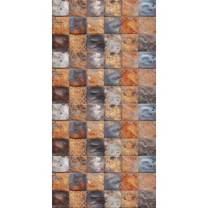 Płytki dekoracyjne z różnymi wzorami i kolorami do dekoracji ścian.