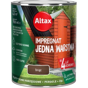 Impregnat do drewna Altax, brązowy, do płotów, domków ogrodowych i pergoli. Ochrona drewna na zewnątrz.