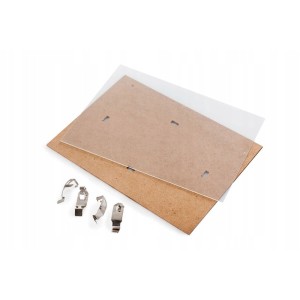 Elementy ramy obrazu: tył, ekran ochronny i klipsy mocujące.