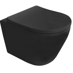 Miska WC Luserna wirowa czarny z deską wolnoopadającą 37x36x51,5