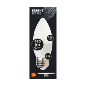 Żarówka LED E27 w kształcie świecy, 5,5W, 470 lumenów, ciepła biel.