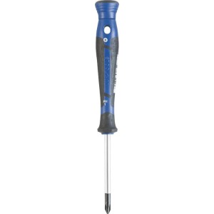 Wkrętak precyzyjny LUX Comfort PH1 x 60 mm z niebiesko-czarną rękojeścią.