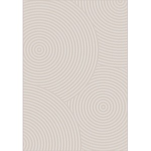 Beżowy dywan z koncentrycznymi okręgami, dywan z krótkim włosiem.