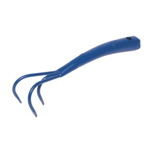 Niebieski ręczny spulchniacz LUX Classic ze stali, narzędzie ogrodowe do spulchniania gleby.