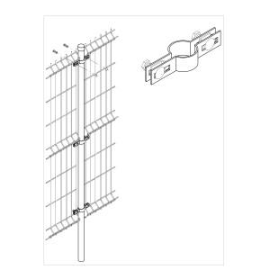 Akcesoria do ogrodzeń t.b.t.: Słupek z uchwytem do paneli ogrodzeniowych.