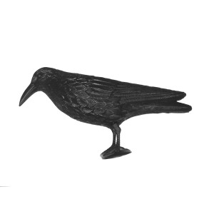 Czarny kruk jako figurka dekoracyjna do ogrodu.