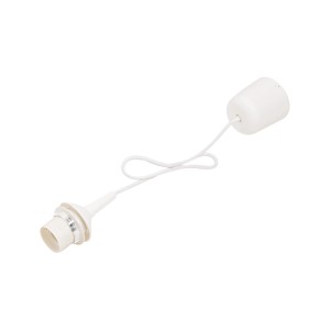 Biała oprawka lampy z włącznikiem sznurkowym do montażu lamp.