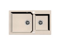 Laveo Zlewozmywak Milos 2-komorowy beżowy - 86 x 50 cm