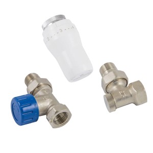 Głowica termostatyczna i zawory do instalacji grzewczych.