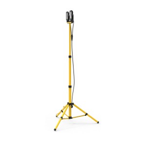 Żółty reflektor LED t.b.t. ze statywem do użytku wewnątrz i na zewnątrz.