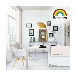 Pokój dzienny z farbami ściennymi Beckers „Cotton Candy” i „Silver Pearl”. Jasna, przyjazna atmosfera.
