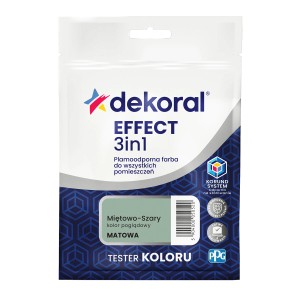 Dekoral Effect 3w1 farba do ścian, miętowo-szara, matowy próbnik koloru.
