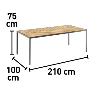 Zdjęcie stołu ogrodowego t.b.t. o wymiarach 210x100x75 cm.