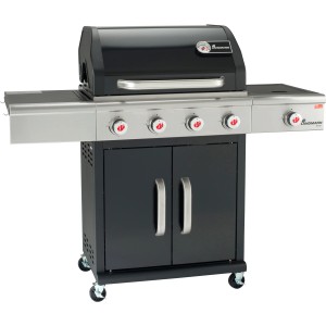 Landmann Grill gazowy Triton PTS 4.1, czarny, z 4 palnikami i palnikiem bocznym.