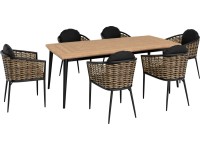 Komplet mebli jadalnianych HIGHBURY czarny 7-częściowy